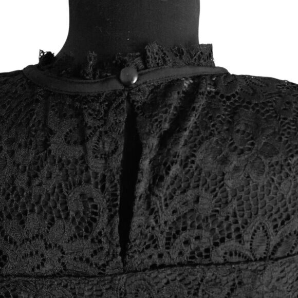 AB Studio Size Large Top Victorian Lace Swing Sleeveless Black Lined Tank NEW - Picture 7 of 13